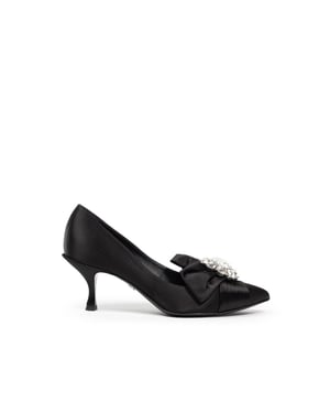 Zapatos de tacón con lazo Satinado Negro Cr1176aw428