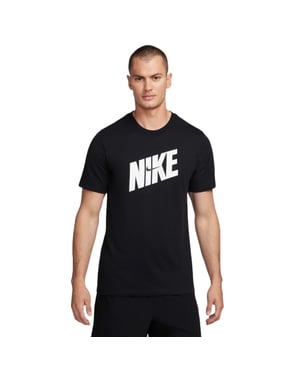 Camiseta Negra Nike Dri-fit Con Logotipo Llamativo