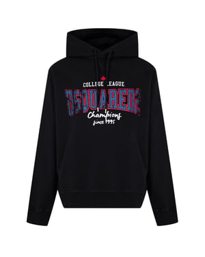 Sudadera Negra Con Capucha Y Logo De La College League De Dsquared2