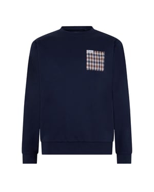 Sudadera Aquascutum Active Macro Iconic Pocket Crewneck Azul Marino