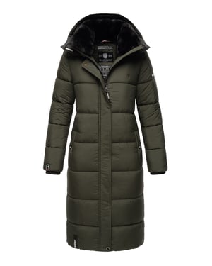 Marikoo abrigo de invierno mujer – Largo acolchado con capucha desmontable