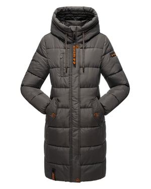 Marikoo abrigo de invierno mujer – Largo acolchado con capucha y bolsillos