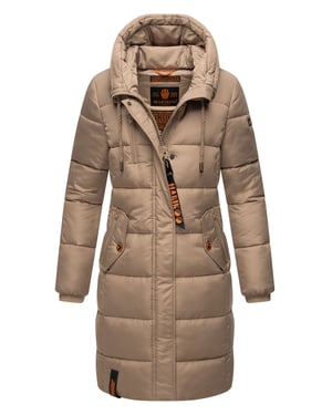 Marikoo abrigo de invierno mujer – Largo acolchado con capucha y bolsillos