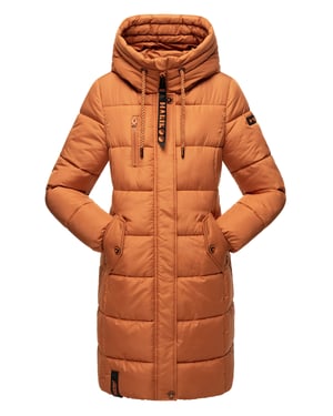Marikoo abrigo de invierno mujer – Largo acolchado con capucha y bolsillos