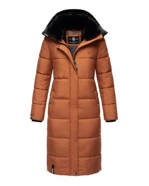 Marikoo abrigo de invierno mujer – Largo acolchado con capucha desmontable
