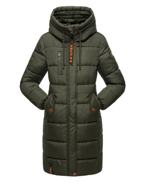 Marikoo abrigo de invierno mujer – Largo acolchado con capucha y bolsillos