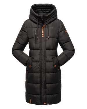 Marikoo abrigo de invierno mujer – Largo acolchado con capucha y bolsillos