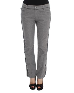 Pantalones Rectos Grises con Detalle de Raya Lateral