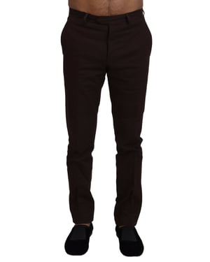 Pantalones de vestir marrón oscuro, estilo plano