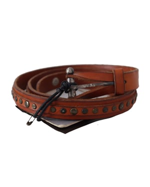 Cinturón de Cuero Marrón Genuine Scervino Street con Hebilla de Plata Rústica