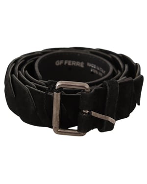 Cinturón de cintura GF Ferre Negro WX Hebilla en tono plateado