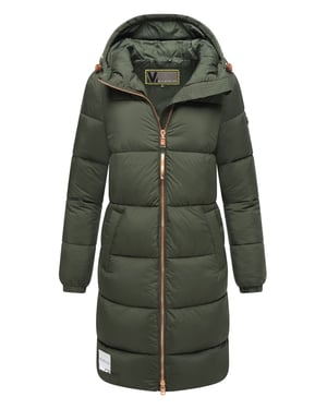 Abrigo largo acolchado Marikoo para mujer con capucha – Nomadiaa