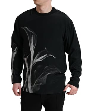 Sudadera de Manga Larga con Cuello Redondo Estampado de Lirio Calla