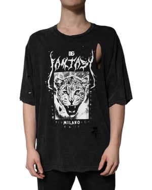 Camiseta Gráfica de Leopardo Desgastada