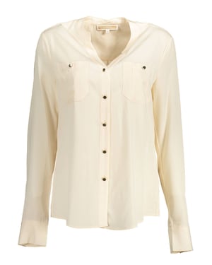 Blusa de Seda Ajuste Relaxado Cuello en V
