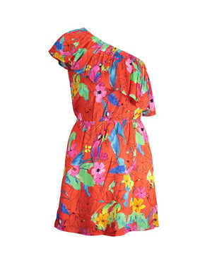 Vestido de Corte Relaxed con Estampado de Papagayo Floral
