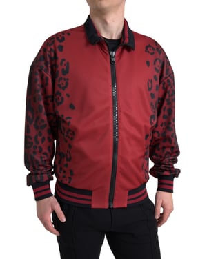 Chaqueta Bomber de Leopardo Roja
