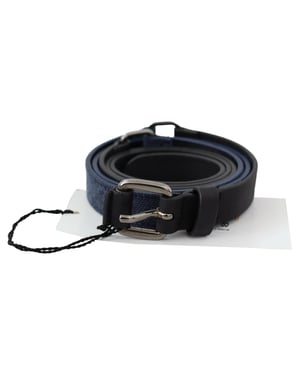 Cinturón de Cuero Reversible Lona Azul