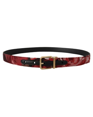 Cinturón Rojo con Estampado Floral