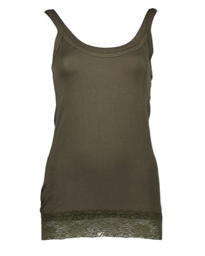 Top sin mangas con cuello redondo y detalle de encaje