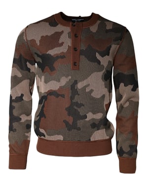 Suéter Henley de punto con camuflaje
