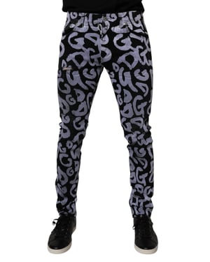 Jeans Ajustados con Estampado de Graffiti