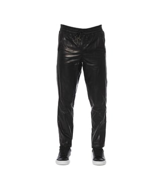 Pantalones de cuero con cintura elástica y ajuste relajado