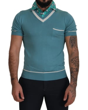 Top de Punto con Cuello en V de Manga Corta