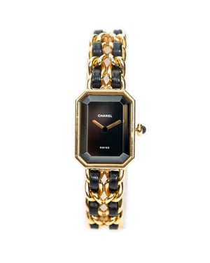 Chanel Première L en Negro/Dorado Acero inoxidable sin níquel
