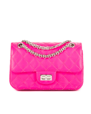 Chanel 2.55 Mini 224 Double Flap  en Rosa Piel de becerro