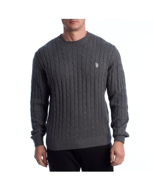 Suéter de Cuello Redondo de Punto Trenzado para Hombre US40173042