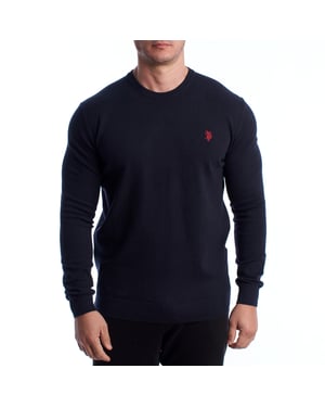 Suéter de Cuello Redondo de Punto para Hombre US40173035