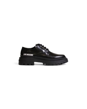 Zapatos Oxford de Cordones de Cuero Sintético Negro