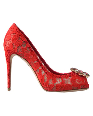Zapatos de tacón alto de encaje con punta descubierta