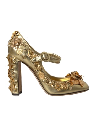 Zapatos de Tacón Alto Mary Jane Dorados