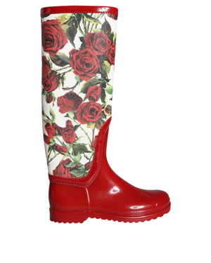 Botas de goma altas con estampado de rosas
