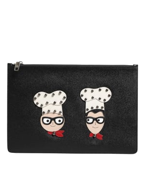 Bolso de mano para hombres de piel negra #DGFAMILY adornado