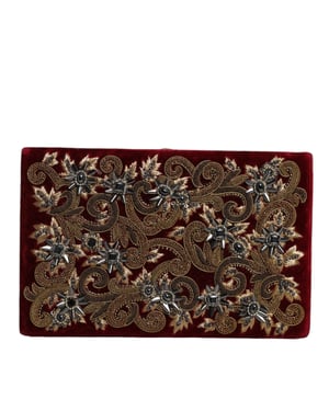 Bolso de Mano de Terciopelo Rojo con Marco Dorado para Fiesta Nocturna