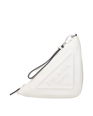 Bolso de mano de cuero blanco