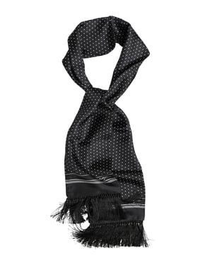 Foulard con Borlas de Lunares Blancos y Negros