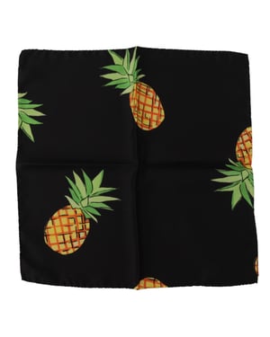 Pañuelo Cuadrado Impreso de Piña Negra