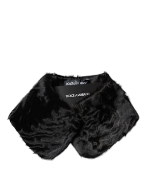Bufanda de Cuello para Mujeres con Collar de Piel de Cordero Negro