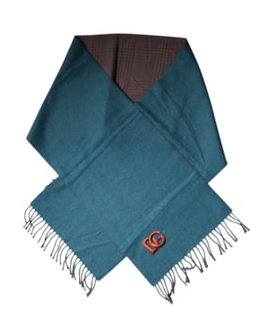 Chal de lana con flecos en azul y verde