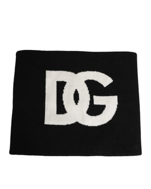 Bufanda de cachemira negra con logo de D&G para hombre, talla única.