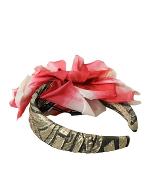 Diadema de Seda Multicolor con Apliques Florales para Mujeres