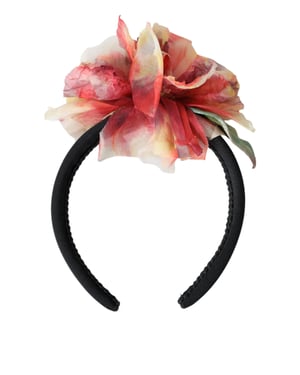 Diadema de seda rosa con flores negra para mujeres