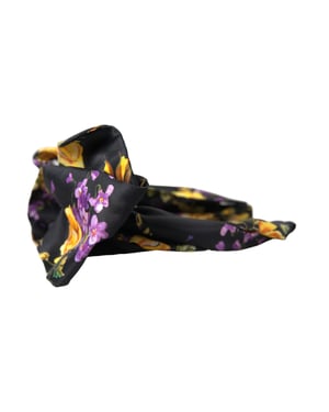 Diadema de Seda con Apliques Florales Negros para Mujer