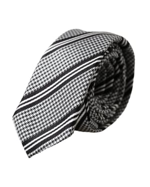Corbata de seda ajustable a rayas blancas y negras