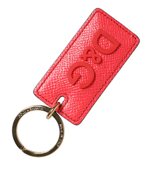 Llavero de metal con anillo y logo de piel de ternera roja para hombres