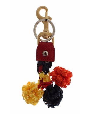 Llaveros de cadena con cierre de cuero de rafia dorado amarillo de Dolce & Gabbana